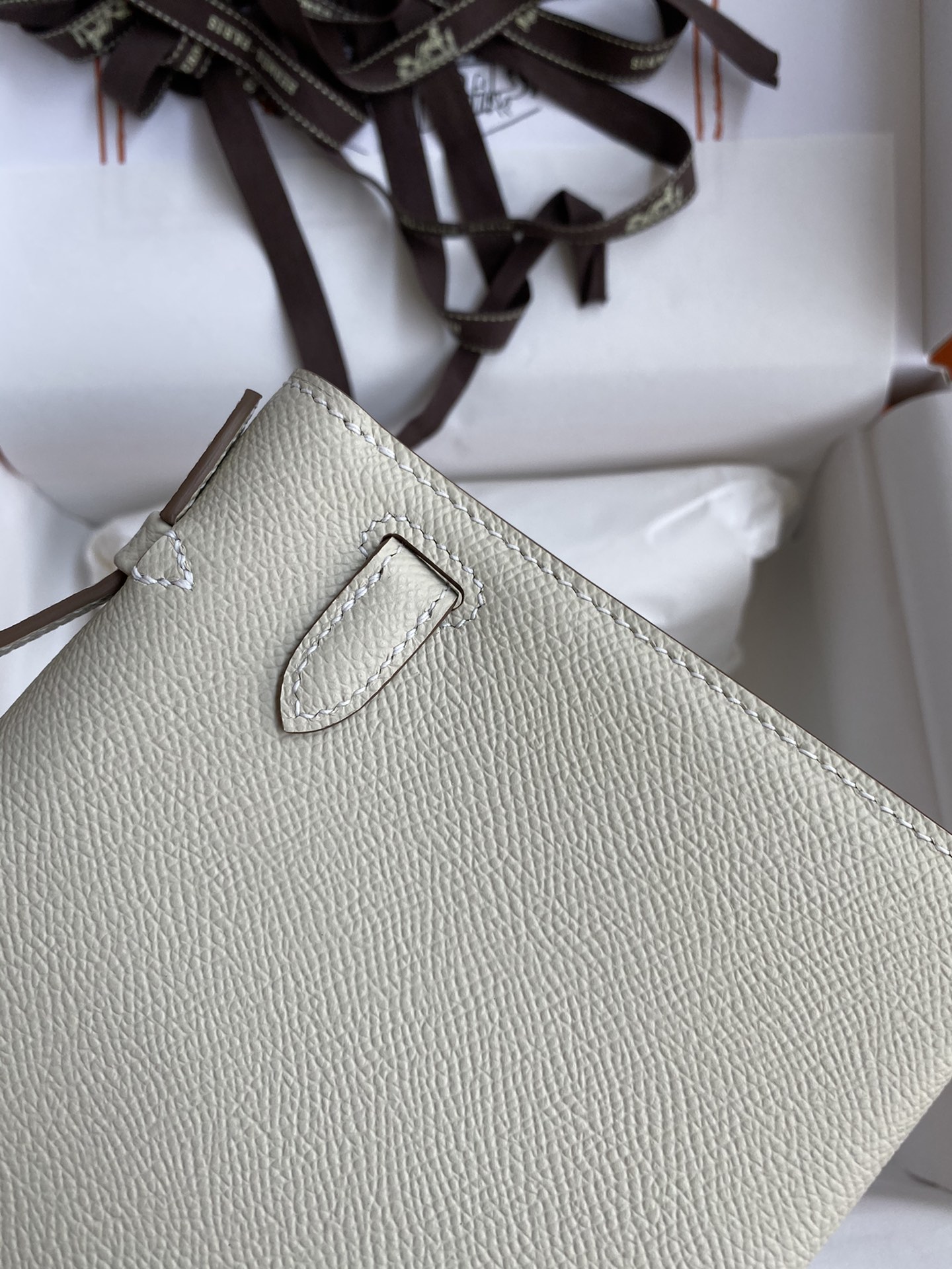 Hermes Mini Kelly Pochette 22cm Bag In White Epsom Leather